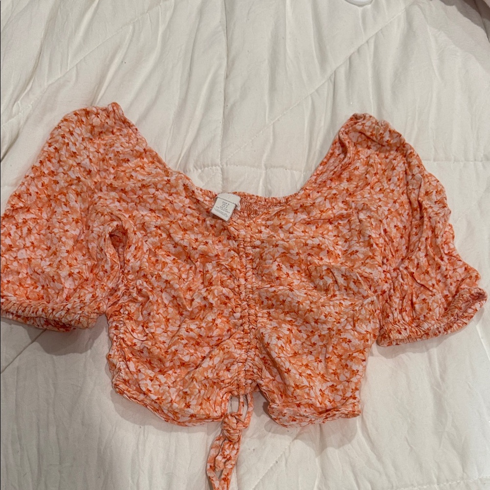 H&M Orange Floral Blouse